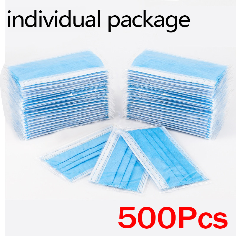 10-500 قطعة من أقنعة الوجه الق - مراجعة Disposable Mask Blue وسعره